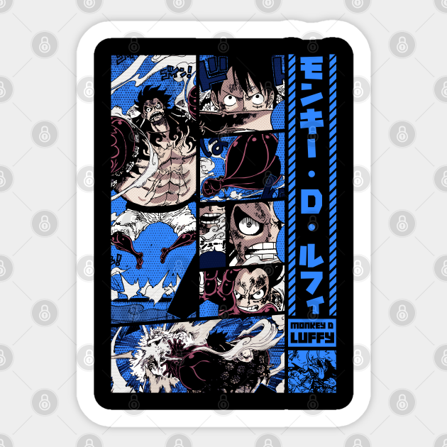 Luffy Gear Four Boundman Desing One Piece Manga Panel S04 Blue Luffy Gear Four Pegatina Teepublic Mx