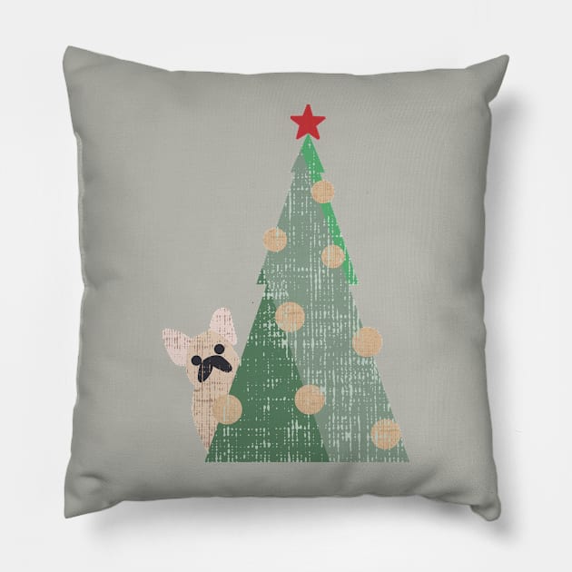 Minimal Christmas Frenchie Pillow by huebucket