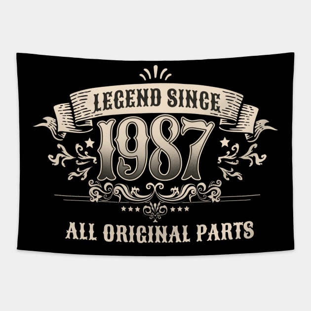 Retro Vintage Birthday Legend since 1987 All Original Parts Tapestry by star trek fanart and more