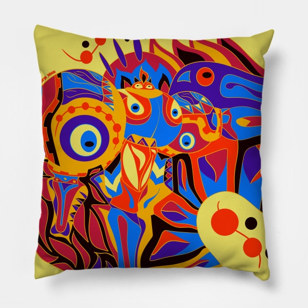 alien armor dogu in japan arts ecopop Pillow by jorge_lebeau