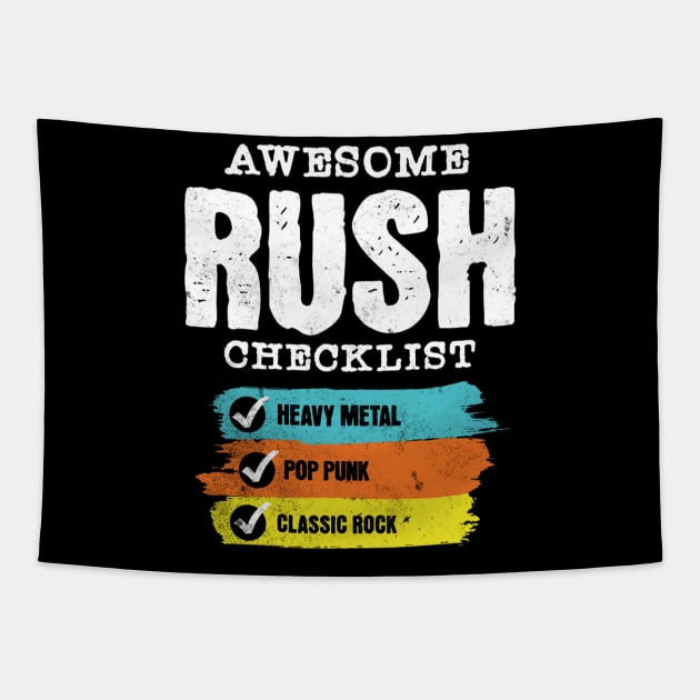 Awesome Rush checklist Tapestry by Kami Sayang Sama Jamsah