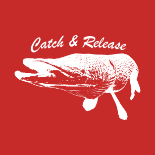 Catch and Release Series, Pike, White color T-Shirt