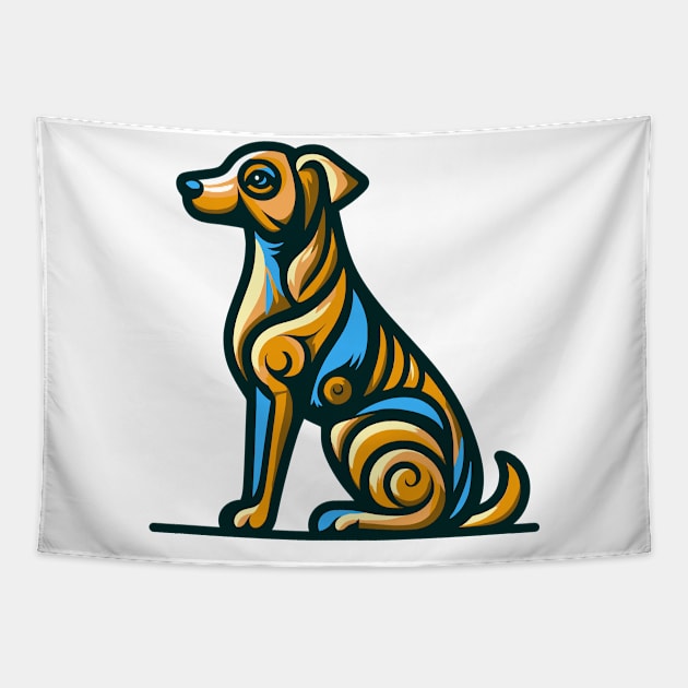 Pop art dog illustration. cubism illustration of a dog Tapestry by gblackid