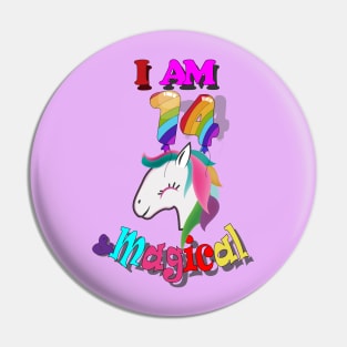 unicorn 14th birthday :i am 14 and magical Pin
