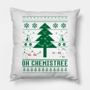 Oh Chemistree Ugly Sweater Christmas Tree Chemisty T-Shirt For A Chemist, Chemistry Teacher / Student, Science Fan, Atheist / Periodic Table Pillow