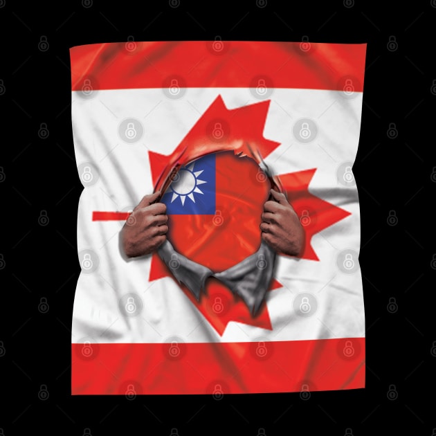 Taiwan Flag Canadian Flag Ripped - Gift for Taiwanese From Taiwan by Country Flags