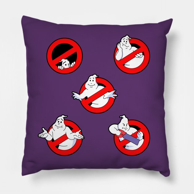 And Now Back To The Real Ghostbusters Logos Pillow by RobotGhost