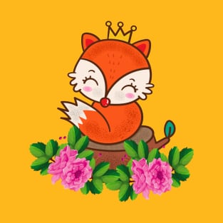 Cute Fox Animal Flower T-Shirt