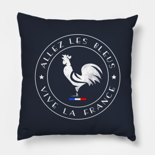 Allez les Bleus Vive La France Gallic Rooster Two Stars Pillow