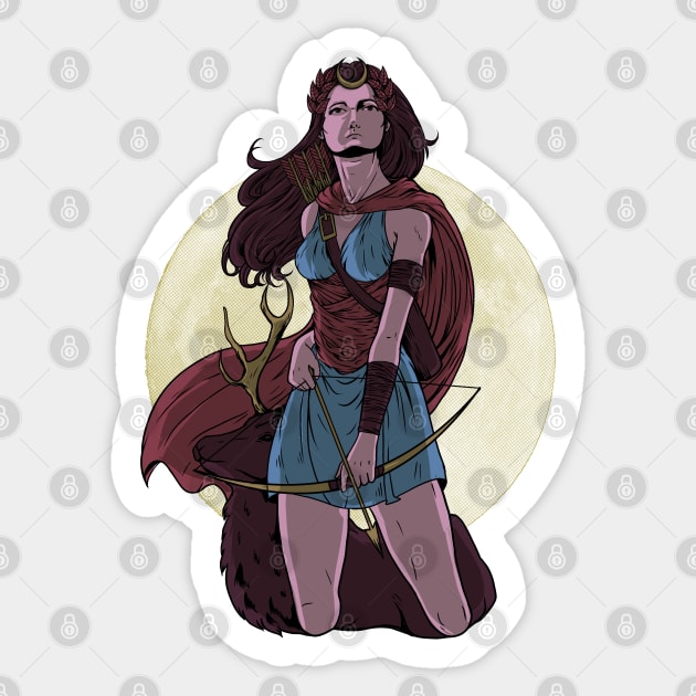 Artemis (Diana). Creative Illustration In Geometric And Line Art Style -  Art Illustration - Sticker