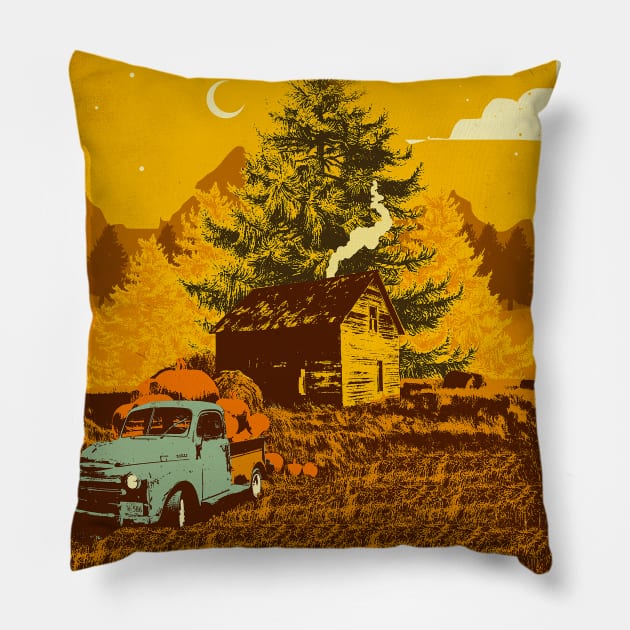 PUMPKIN TRUCK Pillow by Showdeer