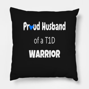 Proud Husband White Text Blue Heart Pillow