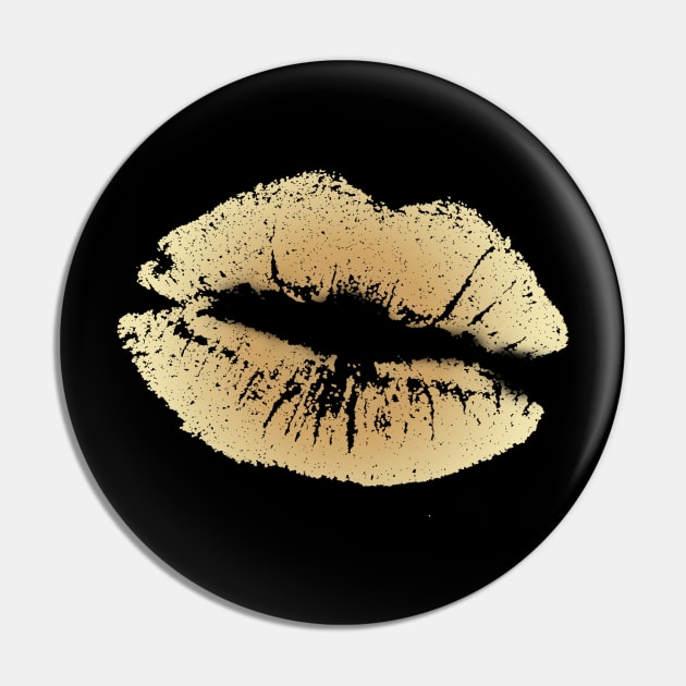 Gold And Shiny Kiss Lips Pin by Korry