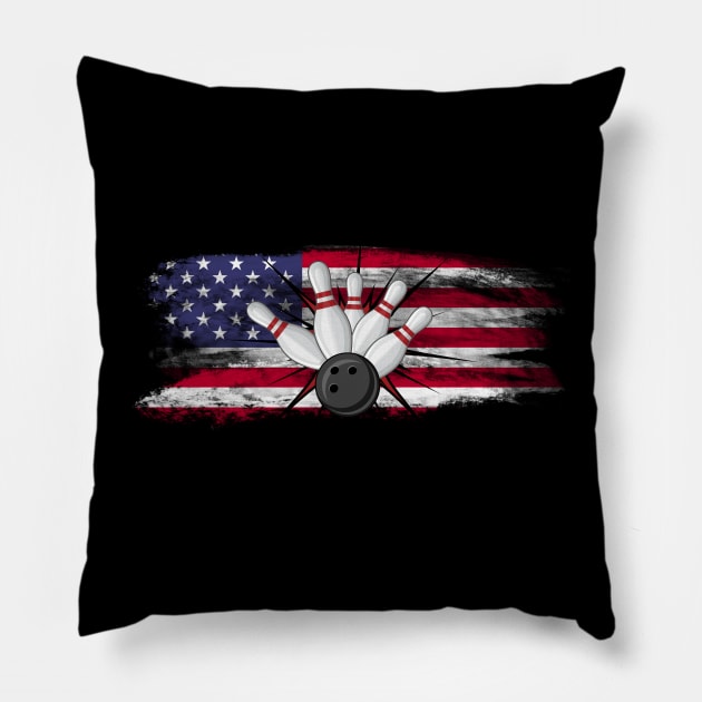 American Flag Bowling Apparel - Bowling Clothing for Bowlers Pillow by Peter smith