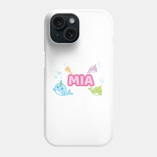 Personalised 'Mia' Narwhal (Sea Unicorn) Design Phone Case