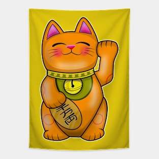 Cute Maneki Neko Lucky Cat For Safe Travels Tapestry