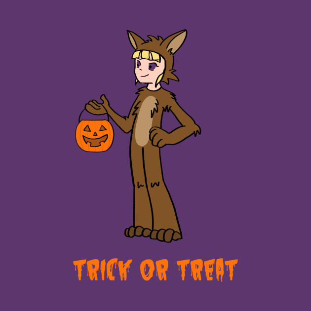 Halloween trick or treat wolf costume cartoon by ballooonfish