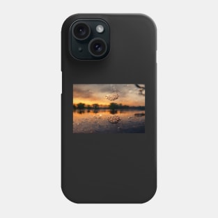 Sunset Lake Raindrops In Golden Houer Cloudscape Phone Case