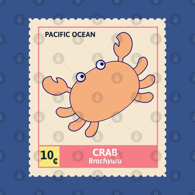 Kawaii Cute Orange Crab, Ocean Stamp Collection, Crab Lover by vystudio