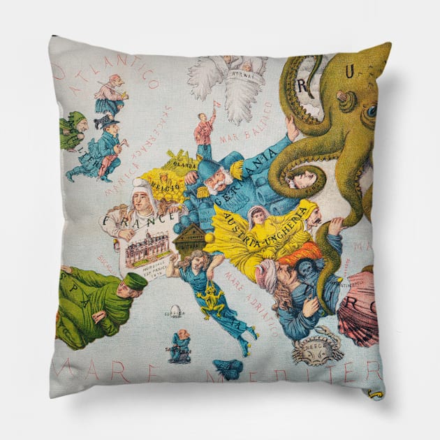Ancient Europe Map Pillow by Storeology