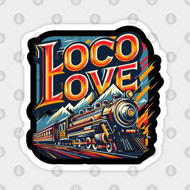 Vintage train, Loco Love Magnet by Vehicles-Art