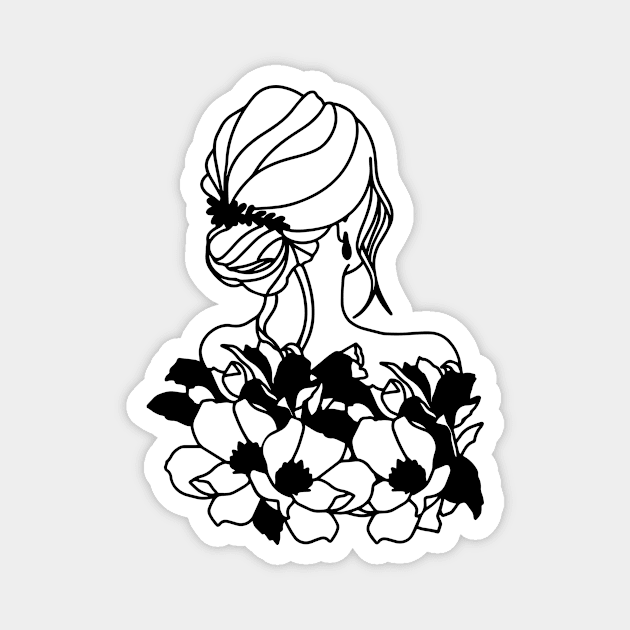 Minimalist floral woman Magnet by Vintage Dream