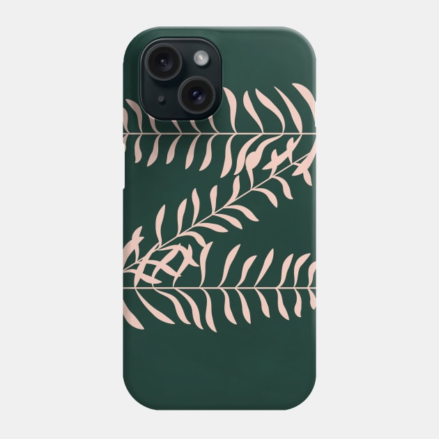 Alphabet Z Botanical, Forest Green Background Phone Case by Colorable