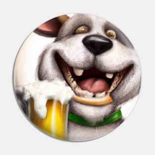 Funny Dog with Beer Pin