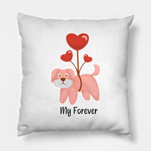 dog hanging with heart  balloon -cute Pillow