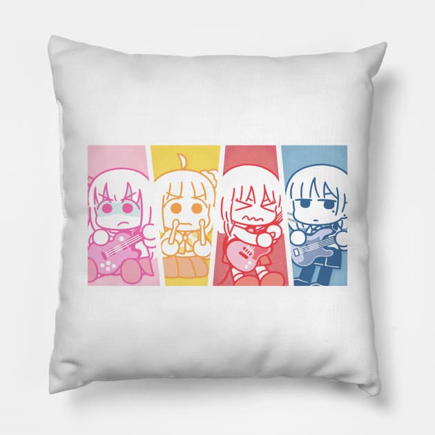 Bocchi the Rock Kessoku Band chibi girls Pillow by the-Bebop