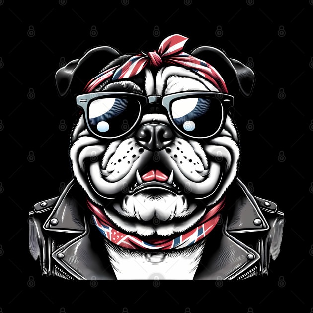 Funny English Bulldog with Sunglasses by CreativeSparkzz