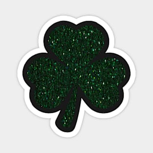 Patricks Day, Dark Green Faux Glitter 3 Leaf Clover Magnet