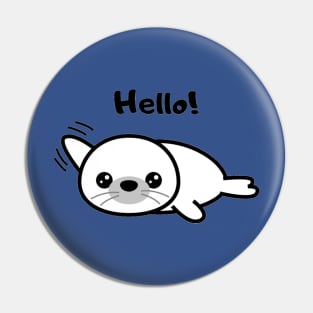 Cute Waving Seal Hello Cartoon Design Pin