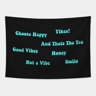 Bright Teal VSCO Word Sticker Pack Tapestry