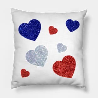 Glitter American Hearts Pillow