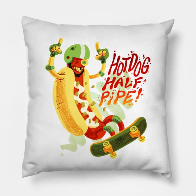 Hot Dog Halfpipe Pillow by washburnillustration