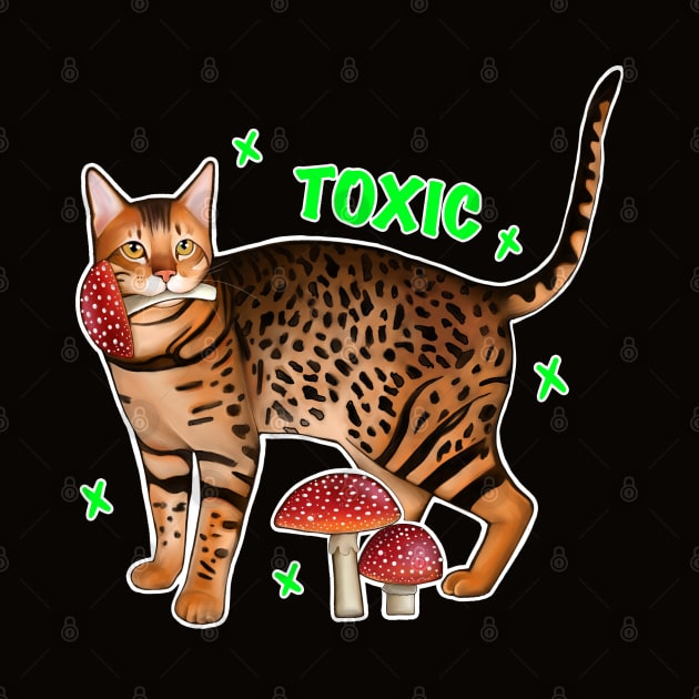 Toxic bengal cat with mushrooms by Meakm