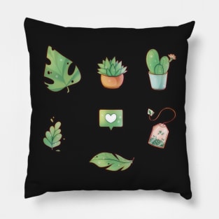 Green plant set Pillow