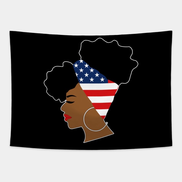 American Flag Afro Scarf Natural Hair Puff Tapestry by blackartmattersshop