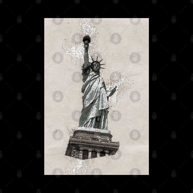 Statue of LIBERTY New York Monument Vintage Black and white by Naumovski