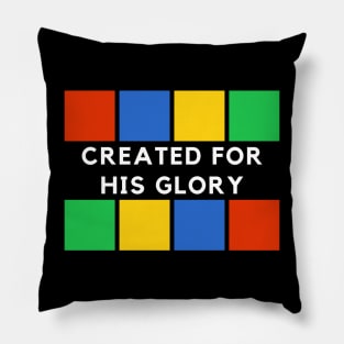 Created for His glory red, blue, green, yellow square design Pillow