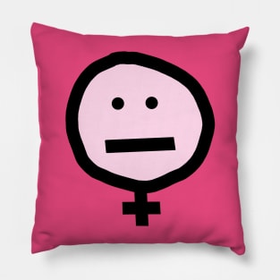 Female Pink Not Smiley Face Pillow