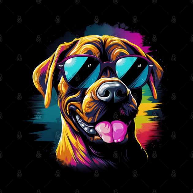 Retro Wave Boxer Dog Shirt by Miami Neon Designs