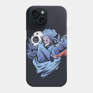 Spooky Flying Witch Illustration Phone Case