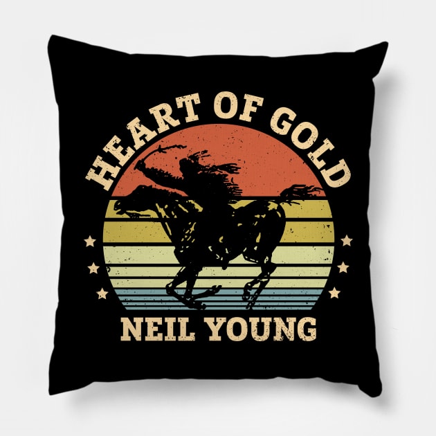 Vintage Neil Young// Heart Of Gold Pillow by Symmetry Stunning Portrait