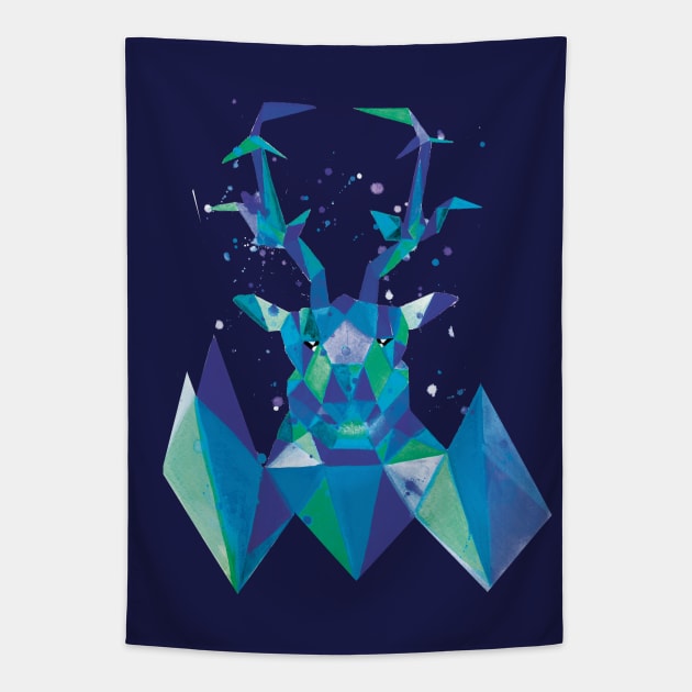 Icy Geometric Stag Tapestry by DStathers