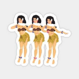 Three Hulas Dancing Magnet