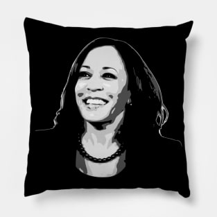 Kamala Harris Black and White Pillow