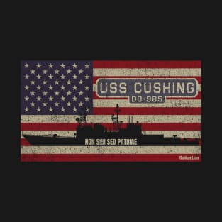 Cushing DD-985 Spruance Class Destroyer Ship Vintage USA American Flag Gift T-Shirt