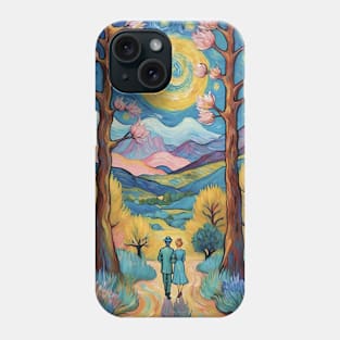 Starry Night Rendezvous: Van Gogh-Inspired Landscape with Romantic Couple Phone Case